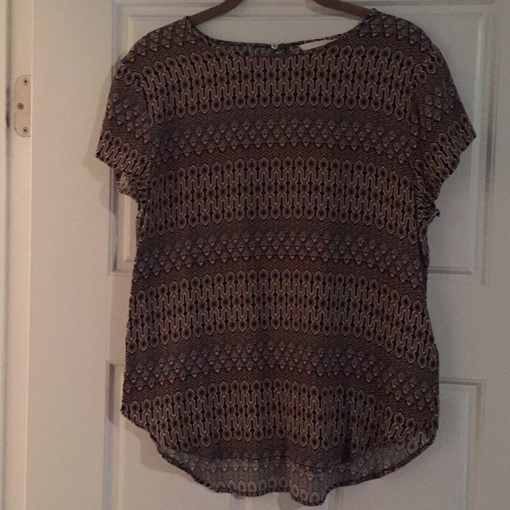 Black and Yellow Geometric Print Top
